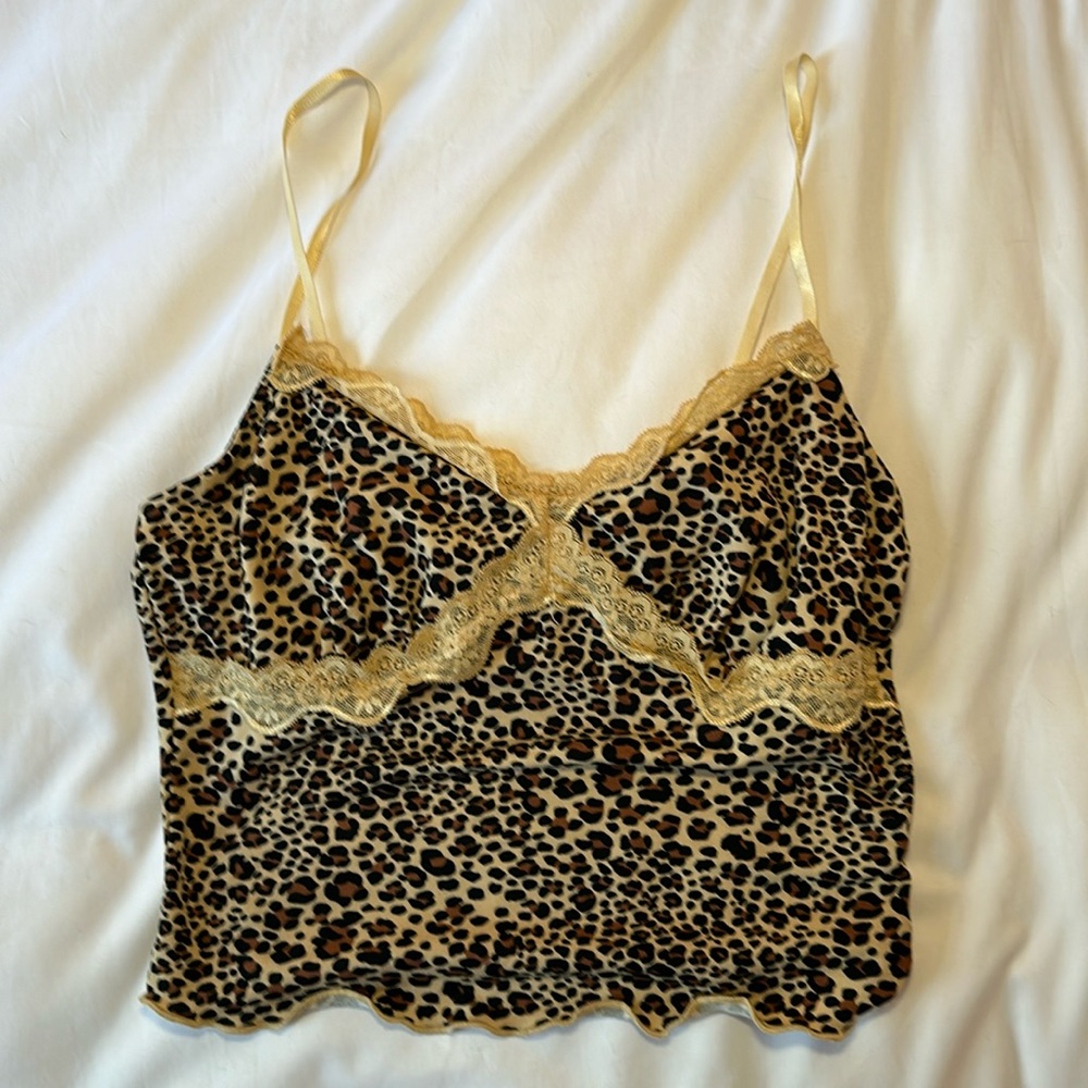 CHEETAH PRINT AND LACE TANK TOP